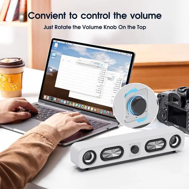 Alt view image 6 of 7 - Uakinat Computer Speakers, HiFi Sound Quality Computer Sound Bar,Wired USB-Powered Sound-bar with 6W Stereo Sound for Desktop, Laptops, PCs, Phones, Tablets, Xbox, Gaming Speakers(White)