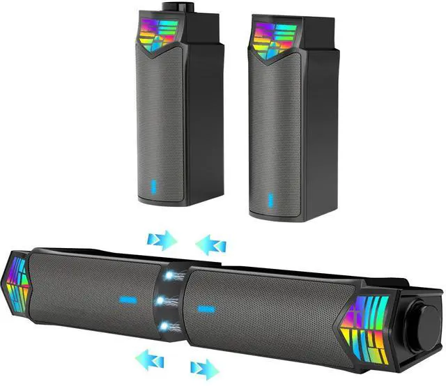 Main image of Smalody Computer Speakers for Desktop Gaming Monitor with RGB Lights, 2 in-1 Bluetooth PC Speakers Soundbar USB Powered, Can Be Split and Combined Freely