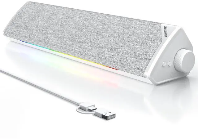 Main image of SOULION R60 Bluetooth Computer Speakers, USB-C/USB Plug-N-Play PC Speakers with LED Dynamic Light, Surround Sound Soundbar Speaker with Rotary Switch for Desktop Laptop
