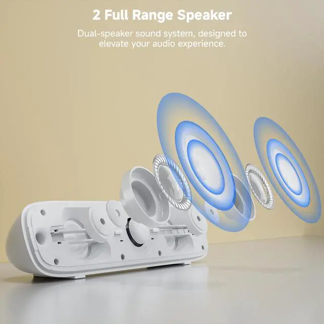 Alt view image 2 of 7 - SOULION R90 Bluetooth Computer Speakers for Desktop, USB Powered 3.5mm AUX PC Speakers with LED Dynamic Light, Portable Soundbar Speaker with Rotary Volume Control for Laptop Monitor, White