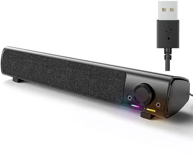 Main image of HPYLIF·H USB Powered Computer Speakers, Wired PC Gaming Sound Bars with RGB Light, 3.5 mm Jack AUX Plug in External Monitor Speaker for Desktop, Laptop, Plug and Play