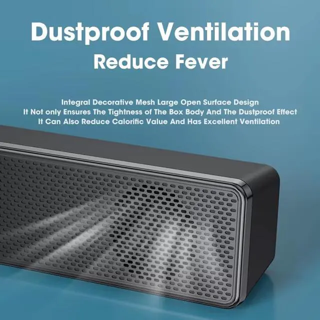 Alt view image 4 of 7 - Computer Speakers Wired USB-Powered Sound-bar with Stereo Sound for PC Desktop Plug -n-Play 3.5mm Jack Computer Speakers for Desktop