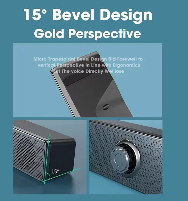 Alt view image 5 of 7 - Computer Speakers Wired USB-Powered Sound-bar with Stereo Sound for PC Desktop Plug -n-Play 3.5mm Jack Computer Speakers for Desktop