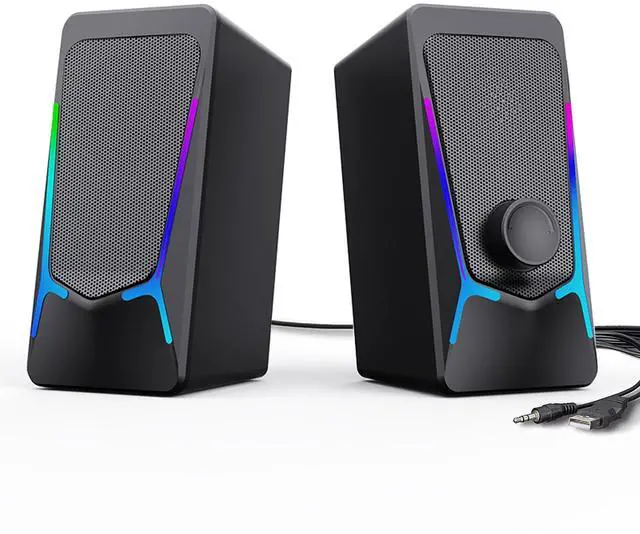 Main image of Computer Speakers, Gaming PC Speakers with Enhanced Bass and Volume Control, Stereo 2.0 USB Powered 3.5mm Aux Multimedia Speakers for Laptop/Desktop/Tablets/Phone
