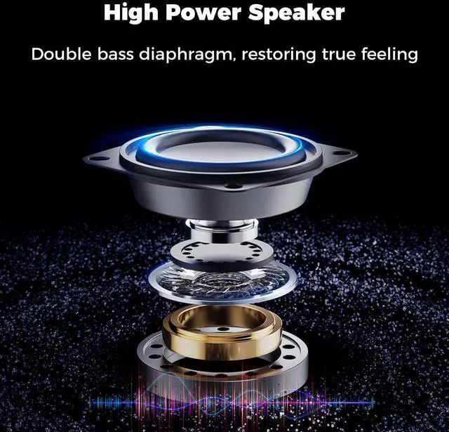 Alt view image 3 of 7 - Computer Speakers, Gaming PC Speakers with Enhanced Bass and Volume Control, Stereo 2.0 USB Powered 3.5mm Aux Multimedia Speakers for Laptop/Desktop/Tablets/Phone