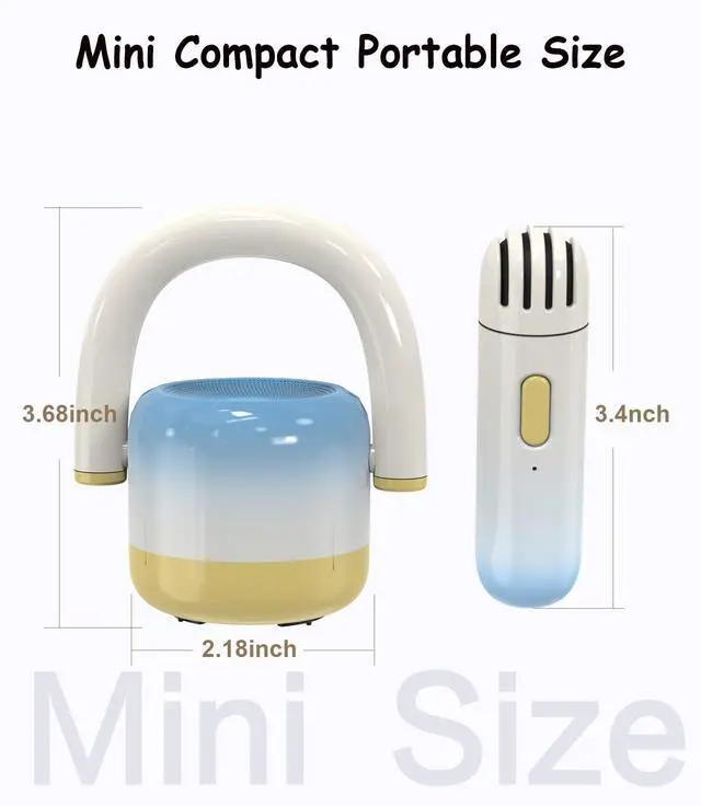 Alt view image 6 of 7 - EWA Portable Mini Metal Karaoke Machine, Bluetooth Karaoke Speaker with 2 Wireless Microphones, Ideal Gifts for Girls Boys Family Home Party Birthday Christmas Toys Gifts-(Blue)