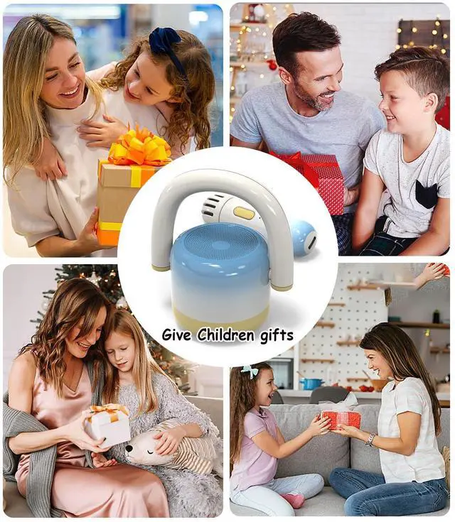 Alt view image 7 of 7 - EWA Portable Mini Metal Karaoke Machine, Bluetooth Karaoke Speaker with 2 Wireless Microphones, Ideal Gifts for Girls Boys Family Home Party Birthday Christmas Toys Gifts-(Blue)