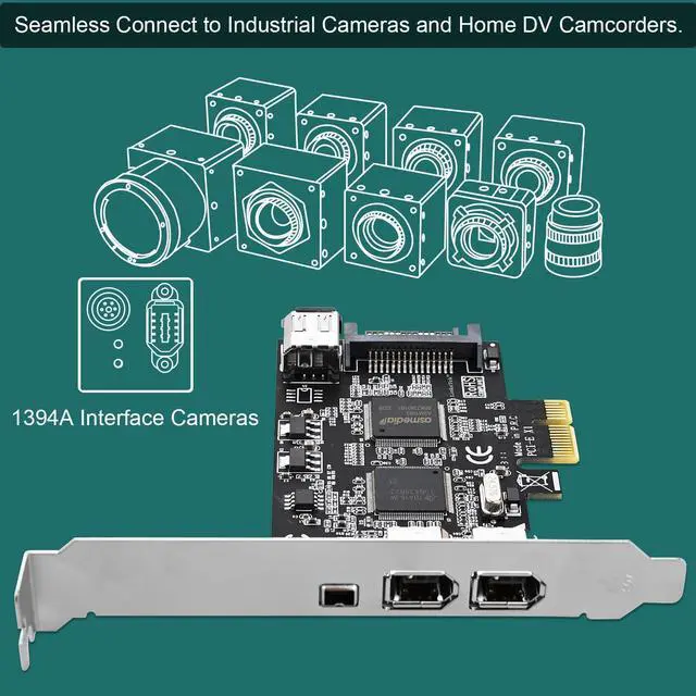 Alt view image 3 of 7 - 4-Ports PCIE 1394A Firewire 400 Card for Windows OS and MAC OS PCs, TI TSB43AB23, 3X 6Pin and 1X 4Pin 1394A Interface, with 4Pin to 6Pin 1394A Cables and Low Profile Bracket (PCIE-TSB43AB23)