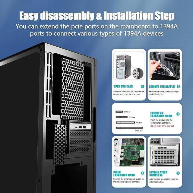 Alt view image 5 of 7 - Firewire Card,Internal Firewire Port Cards,1394A PCIE 4-Ports FireWire 400 Expansion Card for Windows Desktop PCs