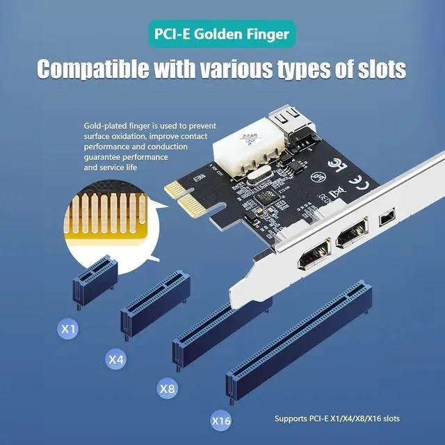 Alt view image 6 of 7 - Firewire Card,Internal Firewire Port Cards,1394A PCIE 4-Ports FireWire 400 Expansion Card for Windows Desktop PCs