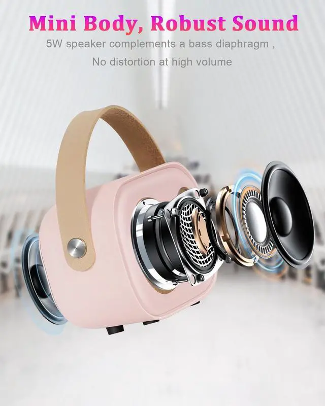 Alt view image 5 of 6 - PRUNUS C20 Mini Karaoke Machine Portable Bluetooth Speaker with Wireless Microphone 6 Sound Modes for Adults&Kids Birthday Home Farmily Friends Party Gifts for Girls Boys Friends-Pink