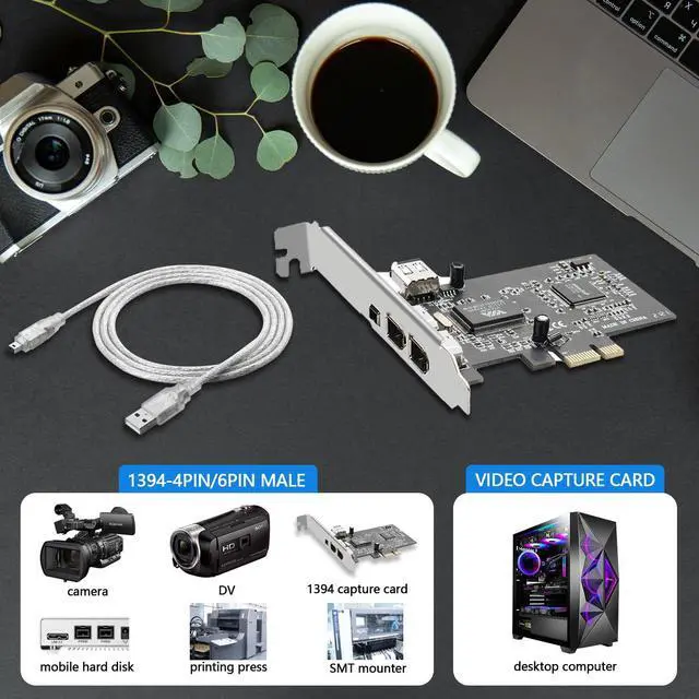 Alt view image 4 of 7 - PCIe Firewire 400 Card,IEEE 1394a PCI Express 4 Ports PCIe Card (3 X 6 Pin and 1 X 4 Pin),Firewire 400 Adapter for Windows 7/8/10/11/Mac Os/Xp/2000/2003/ Vista/Dos,Linux(PCIE-IEEE 1394A)