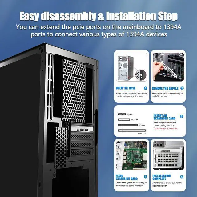 Alt view image 5 of 7 - PCIe Firewire 400 Card,IEEE 1394a PCI Express 4 Ports PCIe Card (3 X 6 Pin and 1 X 4 Pin),Firewire 400 Adapter for Windows 7/8/10/11/Mac Os/Xp/2000/2003/ Vista/Dos,Linux(PCIE-IEEE 1394A)