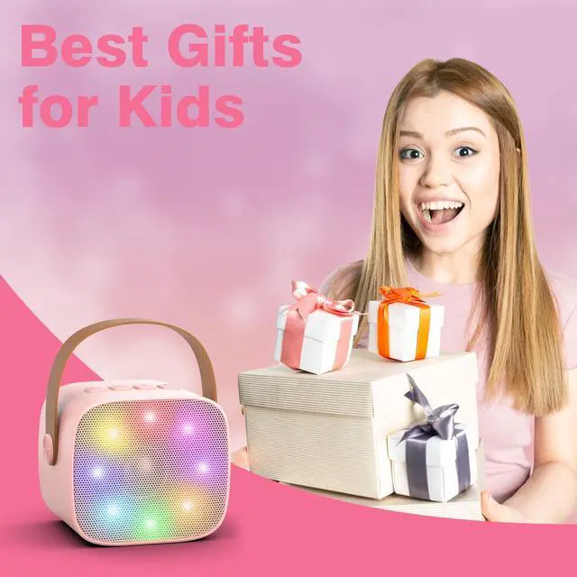 Alt view image 6 of 7 - Karaoke Machine for Kids Adults, Mini Portable Bluetooth Karaoke Speaker with 2 Wireless Microphones, MP3 Music Player, Birthday Gifts for Girls Boys 3,4,5,6,7,8,9,10, 12+ Years Old Family Home Party