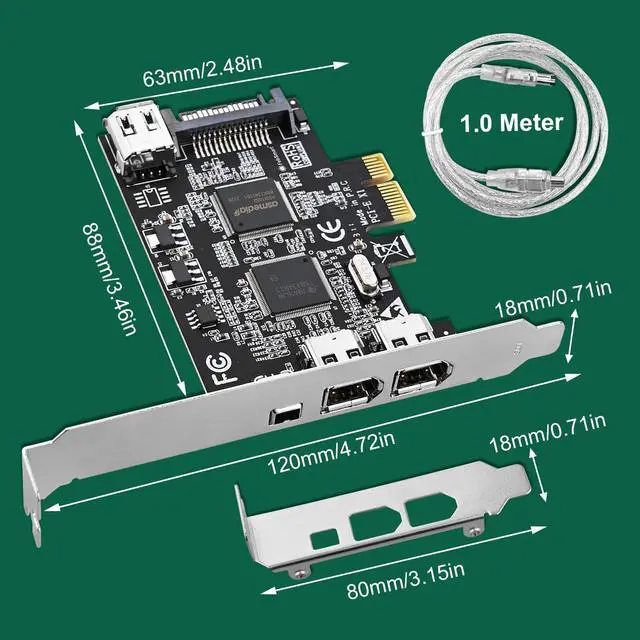 Alt view image 7 of 7 - 4 Ports PCIE Firewire 400 1394A Expansion Card, Texas Instruments TI TSB43AB23, Plug and Play on Windows and MAC Desktop PCs, 3X 6Pin and 1X 4Pin 1394A Ports, 400Mbps Max Speed (FS-FW400)