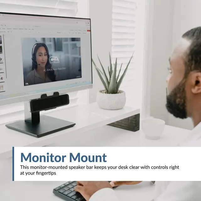 Alt view image 2 of 7 - Cyber Acoustics USB Speaker Bar (CA-2890) Stereo USB Powered Speaker, Easily Clamps to Monitor, Convenient Controls