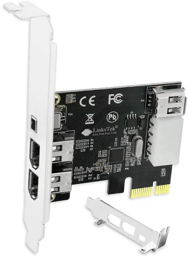 Main image of LinksTek 4-Ports 1394A PCIE FireWire 400 Expansion Card for Windows Desktop PCs, 3X 6Pin and 1X 4Pin 1394A 400Mbps Ports, with 4Pin-6Pin 1394A Cables and Low Profile Bracket (PCIE-1394A)