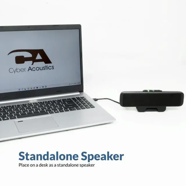 Alt view image 5 of 7 - Cyber Acoustics USB Speaker Bar (CA-2890) Stereo USB Powered Speaker, Easily Clamps to Monitor, Convenient Controls