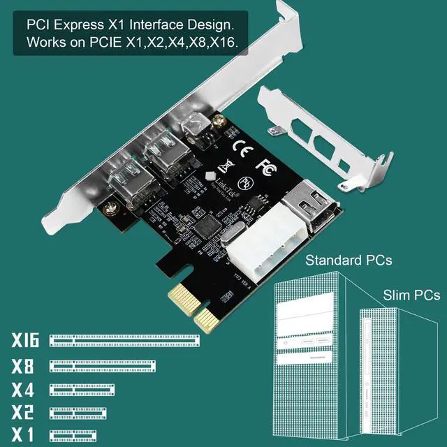 Alt view image 5 of 7 - LinksTek 4-Ports 1394A PCIE FireWire 400 Expansion Card for Windows Desktop PCs, 3X 6Pin and 1X 4Pin 1394A 400Mbps Ports, with 4Pin-6Pin 1394A Cables and Low Profile Bracket (PCIE-1394A)