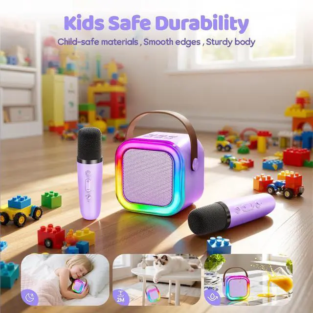 Alt view image 7 of 7 - IROO Mini Karaoke Machine for Kids, 2025 TOP Toys Christmas Birthday Gifts Ideas for Girls Ages 4, 5, 6, 7, 8, 9, 10, 12+ Years Old, Portable MP3 Player with 2 Wireless Mics for Party