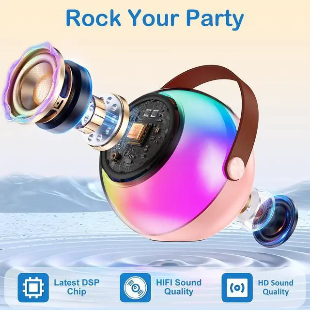 Alt view image 4 of 7 - Mini Karaoke Machine for Kids Adults, Portable Bluetooth Speaker with 2 Wireless Microphones, Karaoke Toys for Family Party, Birthday Gifts for Girls Ages 4, 5, 6, 7, 8, 9, 10, 12+ (Pink, 1 Mic)