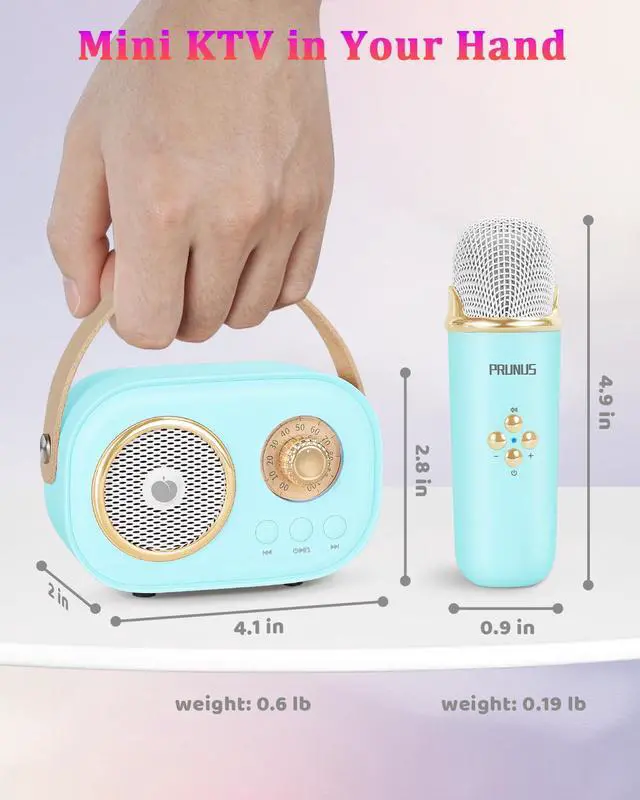 Alt view image 7 of 7 - PRUNUS C20 Mini Karaoke Machine Portable Bluetooth Speaker with Wireless Microphone 6 Sound Modes for Adults&Kids Birthday Home Farmily Friends Party Gifts for Girls Boys Friends-Blue