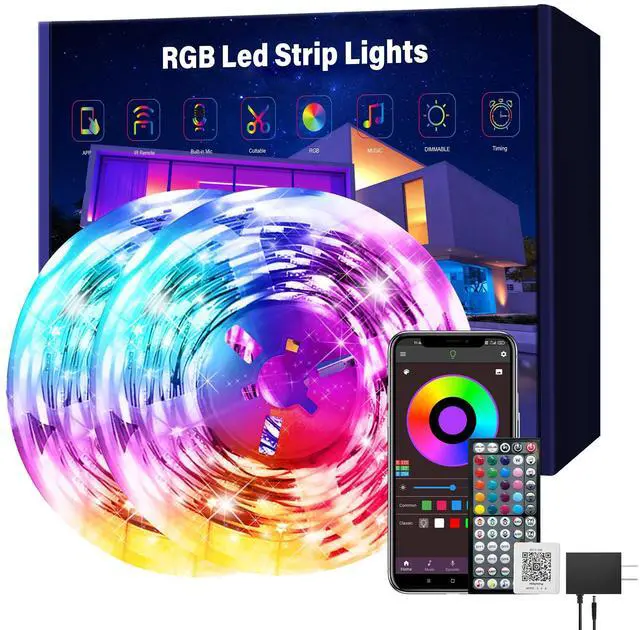 Main image of Led Lights for Bedroom 200 ft (2 Rolls of 100ft), Music Sync RGB Led Strip Lights with Remote App Control, Color Changing Led Lights for Room Home Kitchen Party Decor