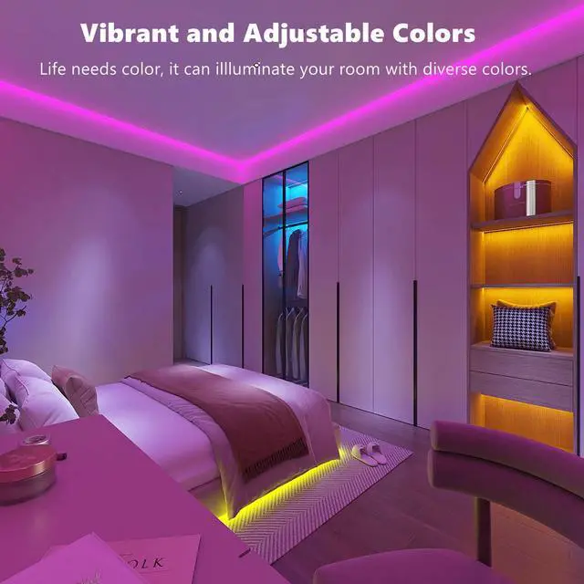 Alt view image 3 of 7 - ZOZOO 100ft Led Lights for Bedroom(2 Rolls of 50ft), Smart RGB Led Strip Lights with 44-Key Remote & APP Control Music Sync with Color Changing for Home Party Festival Decoration
