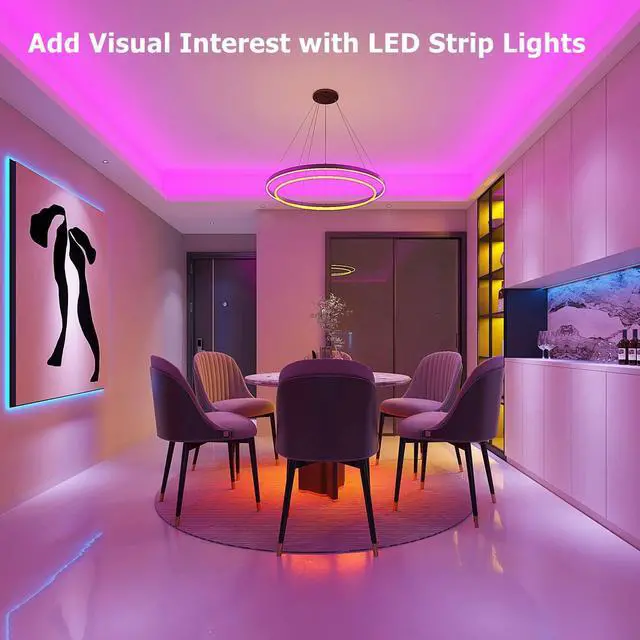 Alt view image 4 of 7 - ZOZOO 100ft Led Lights for Bedroom(2 Rolls of 50ft), Smart RGB Led Strip Lights with 44-Key Remote & APP Control Music Sync with Color Changing for Home Party Festival Decoration