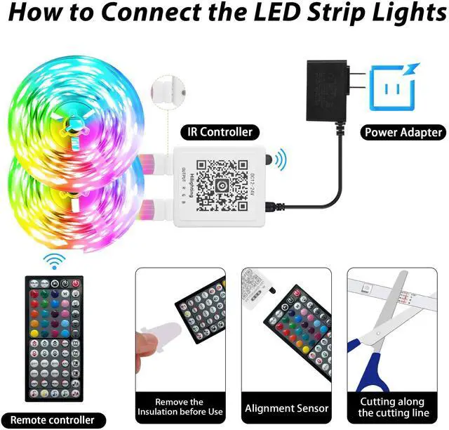 Alt view image 7 of 7 - 190FT Led Lights for Bedroom, Color Changing RGB Led Strip Lights Indoor, Music Sync Led Light Strip with Remote and App Control, DIY Led Lights for Room Home Decor Ambient Lighting (2 * 95FT)