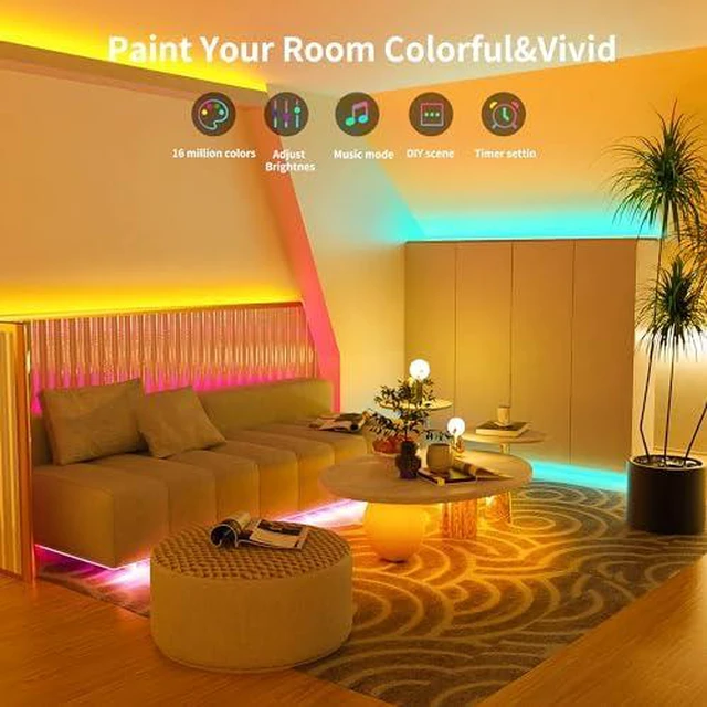 Alt view image 5 of 6 - 400FT Led Lights for Bedroom, Color Changing RGB Led Strip Lights Music Sync Led Light Strip with Remote and App Control, DIY Led lights for Room Home Indoor Decor Ambient Lighting (4*100FT)