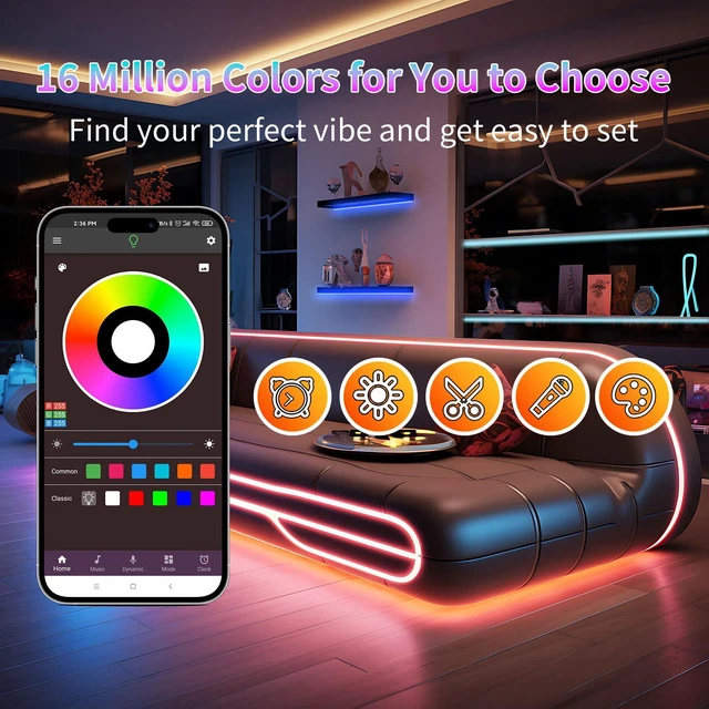 Alt view image 2 of 6 - 390FT RGB Led Lights for Bedroom with Remote & App Control, 4 * 97FT Music Sync Led Light Strip, Color Changing Led Strip Lights, DIY Dimmable Led Lights for Room Decor Ambient Lighting