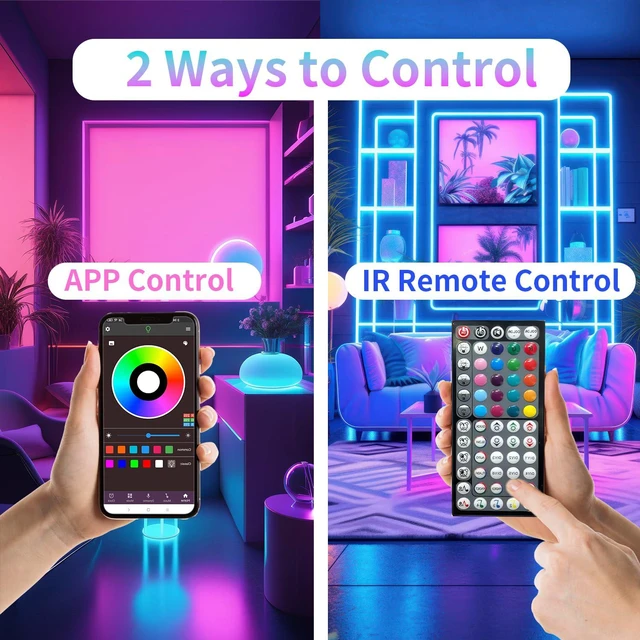 Alt view image 3 of 6 - 390FT RGB Led Lights for Bedroom with Remote & App Control, 4 * 97FT Music Sync Led Light Strip, Color Changing Led Strip Lights, DIY Dimmable Led Lights for Room Decor Ambient Lighting