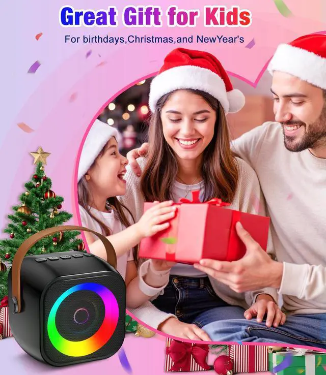Alt view image 7 of 7 - Mini Karaoke Machine for Kids, Toddler Portable Bluetooth Speaker with 2 Wireless Microphones & Party Light, Christmas Birthday Gifts for Girls & Boys Ages 3, 4, 5, 6, 7, 8, 9,10,11,12+ Years Old