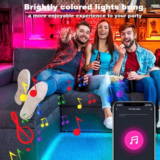 Alt view image 4 of 7 - dalattin Led Lights for Bedroom 50ft WiFi Smart LED Strip Lights Works with Alexa and Google Assistant, Tuya App and Remote Control, Music Sync RGB Lights for Bedroom Valentine Decor,Party, 1 Roll