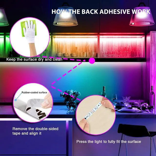 Alt view image 7 of 7 - dalattin Led Lights for Bedroom 50ft WiFi Smart LED Strip Lights Works with Alexa and Google Assistant, Tuya App and Remote Control, Music Sync RGB Lights for Bedroom Valentine Decor,Party, 1 Roll