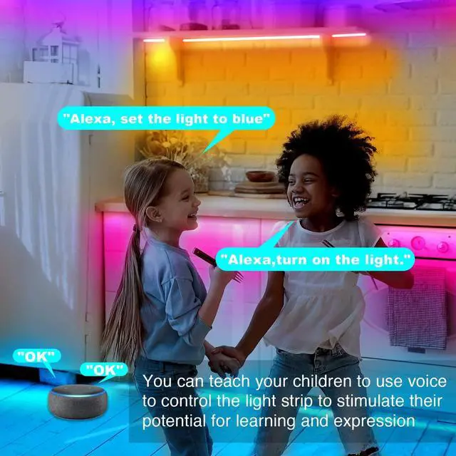 Alt view image 2 of 7 - dalattin Led Lights for Bedroom 50ft WiFi Smart LED Strip Lights Works with Alexa and Google Assistant, Tuya App and Remote Control, Music Sync RGB Lights for Bedroom Valentine Decor,Party, 1 Roll