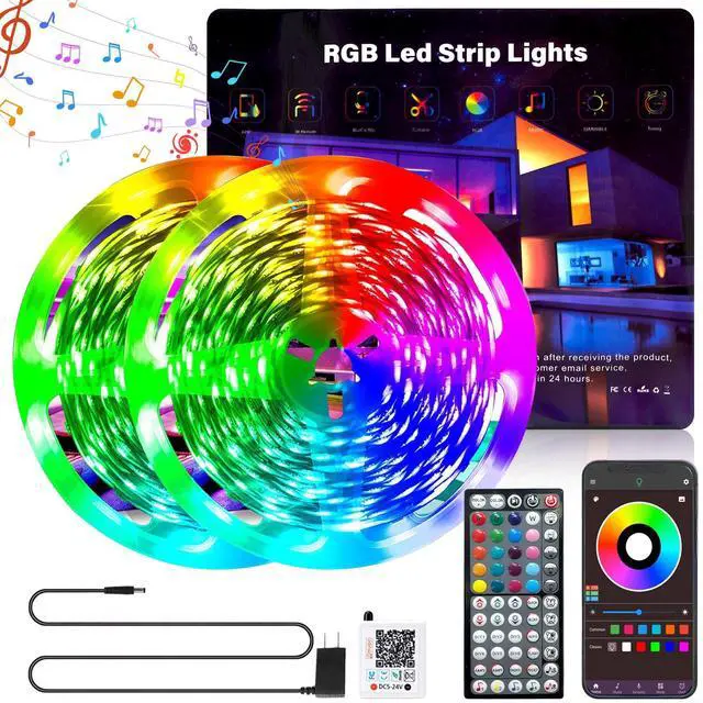 Main image of Ledagic Led Lights for Bedroom 100ft Color Changing RGB Led Strip Lights Music Sync, DIY Led Light Strip with Remote and App Control, Dimmable Led Lights for Room Party Home Decor Cool Things(1*100ft)