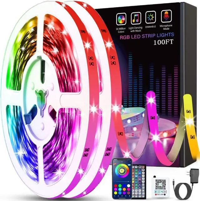 Main image of Led Lights for Bedroom 100ft (2 Rolls of 50ft) Music Sync Color Changing Strip Lights with Remote and App Control RGB Strip, for Room Home Party Decoration