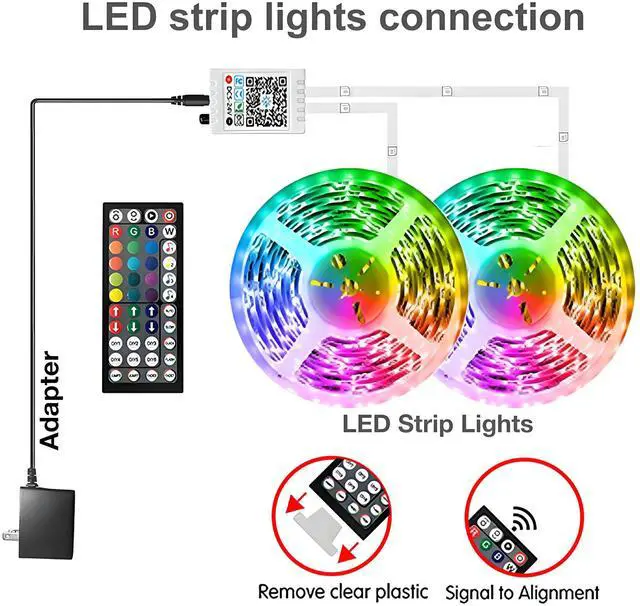 Alt view image 5 of 7 - Led Lights for Bedroom 100ft (2 Rolls of 50ft) Music Sync Color Changing Strip Lights with Remote and App Control RGB Strip, for Room Home Party Decoration