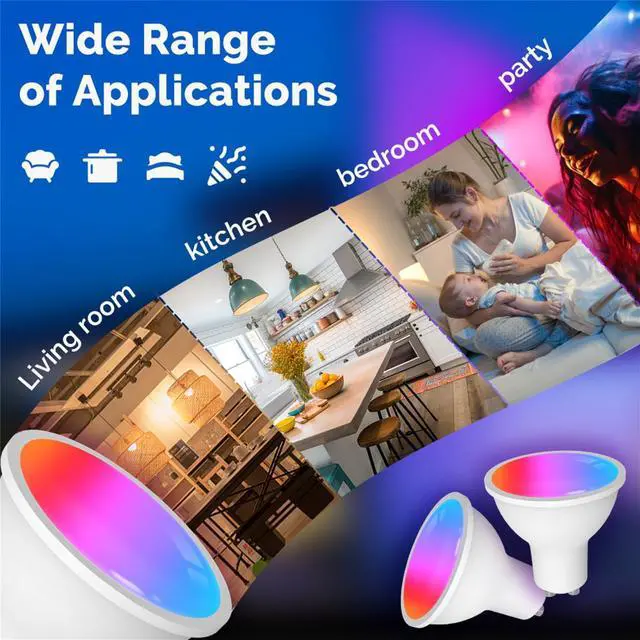 Alt view image 6 of 7 - MOES Matter Smart GU10 LED Light Bulbs, Color Changing WiFi Smart Bulbs, 2700K-6500K CW& RGB Dimmable, Smart Life Remote Control, Work with Apple Homekit/Alexa/Google Home, 400lm 5W 1 Pack