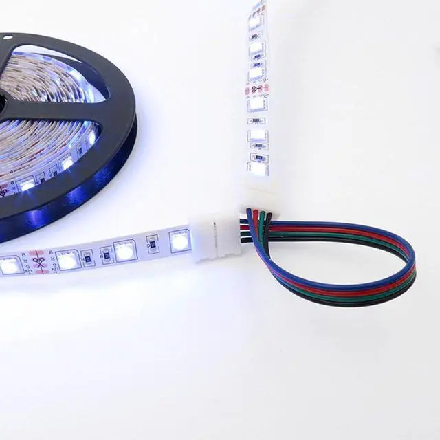 Alt view image 7 of 7 - iCreating LED Strip Connectors 4 Pin, RGB LED Light Connectors Kit Includes 5050 LED Connectors L Shape 4Pin 10mm LED Light Strip Connectors