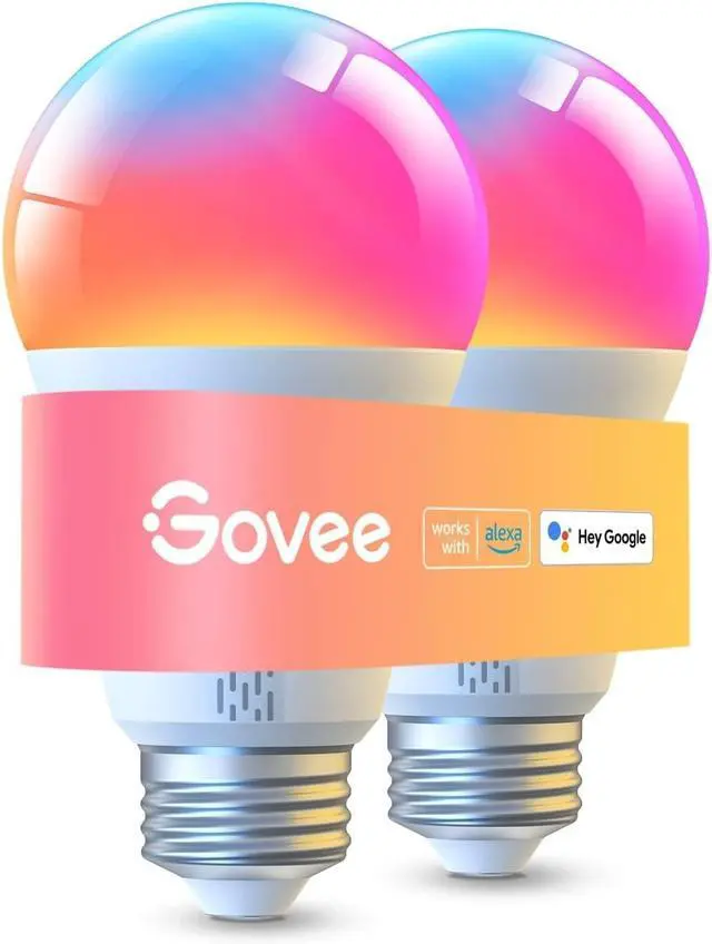 Main image of Govee LED Smart Light Bulbs, 1000LM Color Changing Light Bulb, Wi-Fi & Bluetooth Light Bulbs, Work with Alexa and Google Assistant, Dimmable RGBWW A19 75W Equivalent Smart Bulbs, 2 Pack