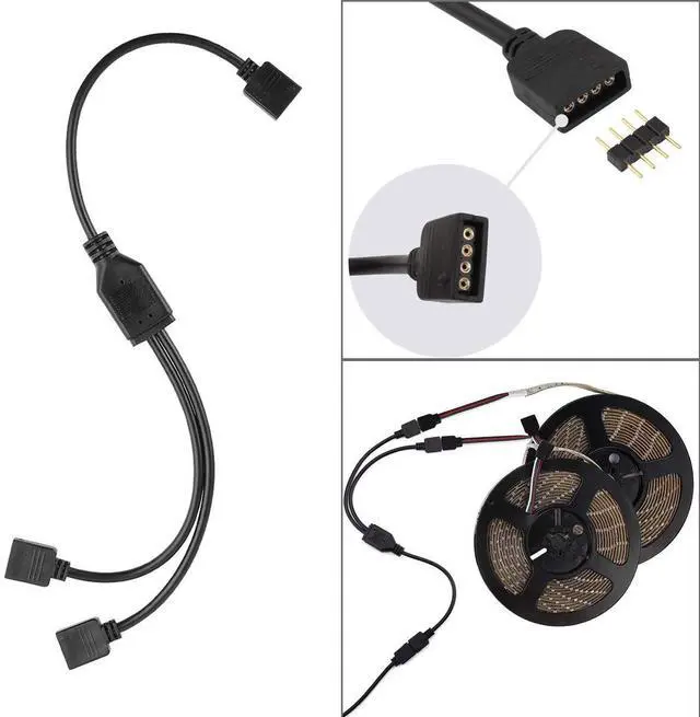 Alt view image 4 of 7 - SUPERNIGHT 3528 2835 4 Pin 8mm LED Strip Connector, RGB Rope Lights Connector Kit, Gapless Solderless Clip, 32.8ft Extension Wire Cable, L Shape PCB (for 8mm Width Strip)