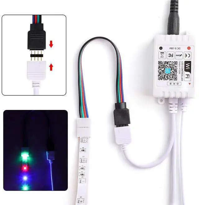 Alt view image 3 of 7 - SUPERNIGHT 3528 2835 4 Pin 8mm LED Strip Connector, RGB Rope Lights Connector Kit, Gapless Solderless Clip, 32.8ft Extension Wire Cable, L Shape PCB (for 8mm Width Strip)