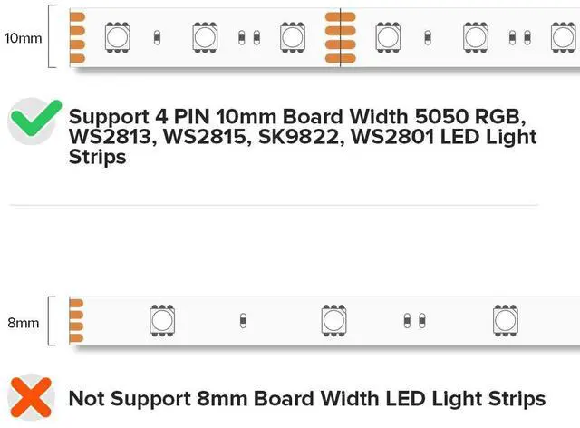 Alt view image 4 of 6 - BTF-LIGHTING 4 Pin 10mm 0.39in Width Transparent Connector Kit,4pcs Gapless Solderless 8pcs Corner Connectors,4pcs 5.9in Long 22AWG Extension Wires,Support WS2815 WS2813 etc SMD LED Strip