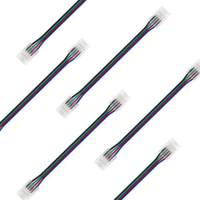 Alt view image 6 of 6 - 4 Pin RGB Led Connectors for Strip Lights 10mm Wide Unwired Gapless Solderless Transparent 22Awg Extension Wire Quick Connectors Adapter(6 pcs)