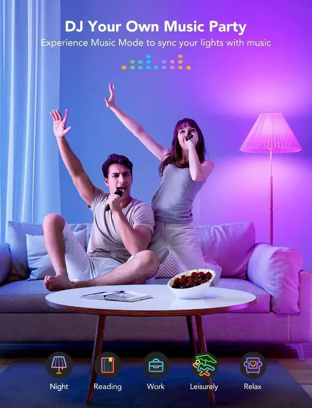 Alt view image 7 of 7 - Govee LED Smart Light Bulbs, 1000LM Color Changing Light Bulb, Wi-Fi & Bluetooth Light Bulbs, Work with Alexa and Google Assistant, Dimmable RGBWW A19 75W Equivalent Smart Bulbs, 2 Pack