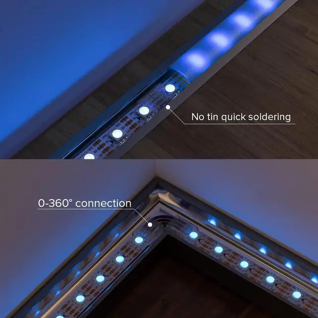 Alt view image 5 of 6 - BTF-LIGHTING 4 Pin 10mm 0.39in Width Transparent Connector Kit,4pcs Gapless Solderless 8pcs Corner Connectors,4pcs 5.9in Long 22AWG Extension Wires,Support WS2815 WS2813 etc SMD LED Strip