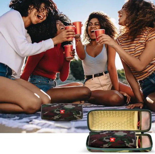 Alt view image 6 of 7 - Hard Travel Case for JBL Charge 4/ Charge 5 Waterproof Bluetooth Speaker. Carrying Storage Bag Fits Charger and USB Cable - Squad Camo (Case Only)